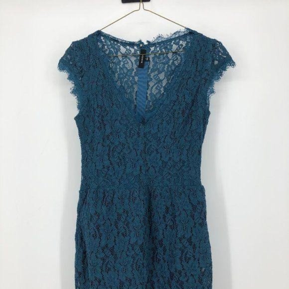 SOLD - Babaton Tobias teal lace dress size 8 - Picture 15 of 16